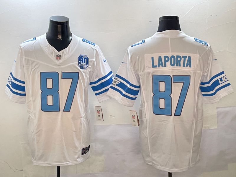 Men Detroit Lions 87 Laporta White three generations 2024 Nike Limited NFL Jersey style 01021